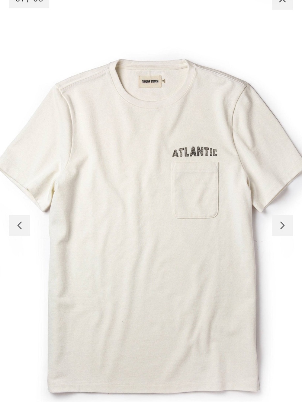 Taylor Stitch Heavy Bag Atlantic Pocket Tee White Cream Men’s M 40